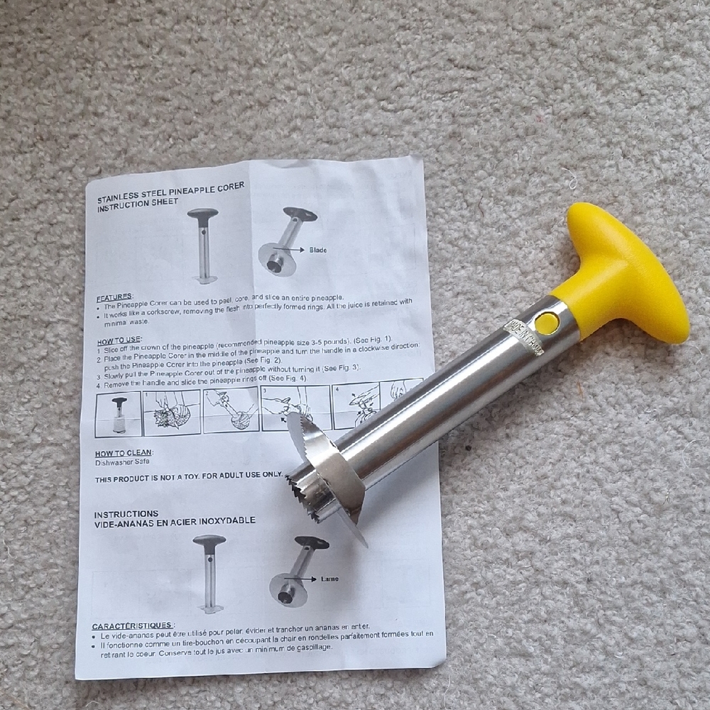 Stainless Steel Pineapple Corer with Yellow Handle